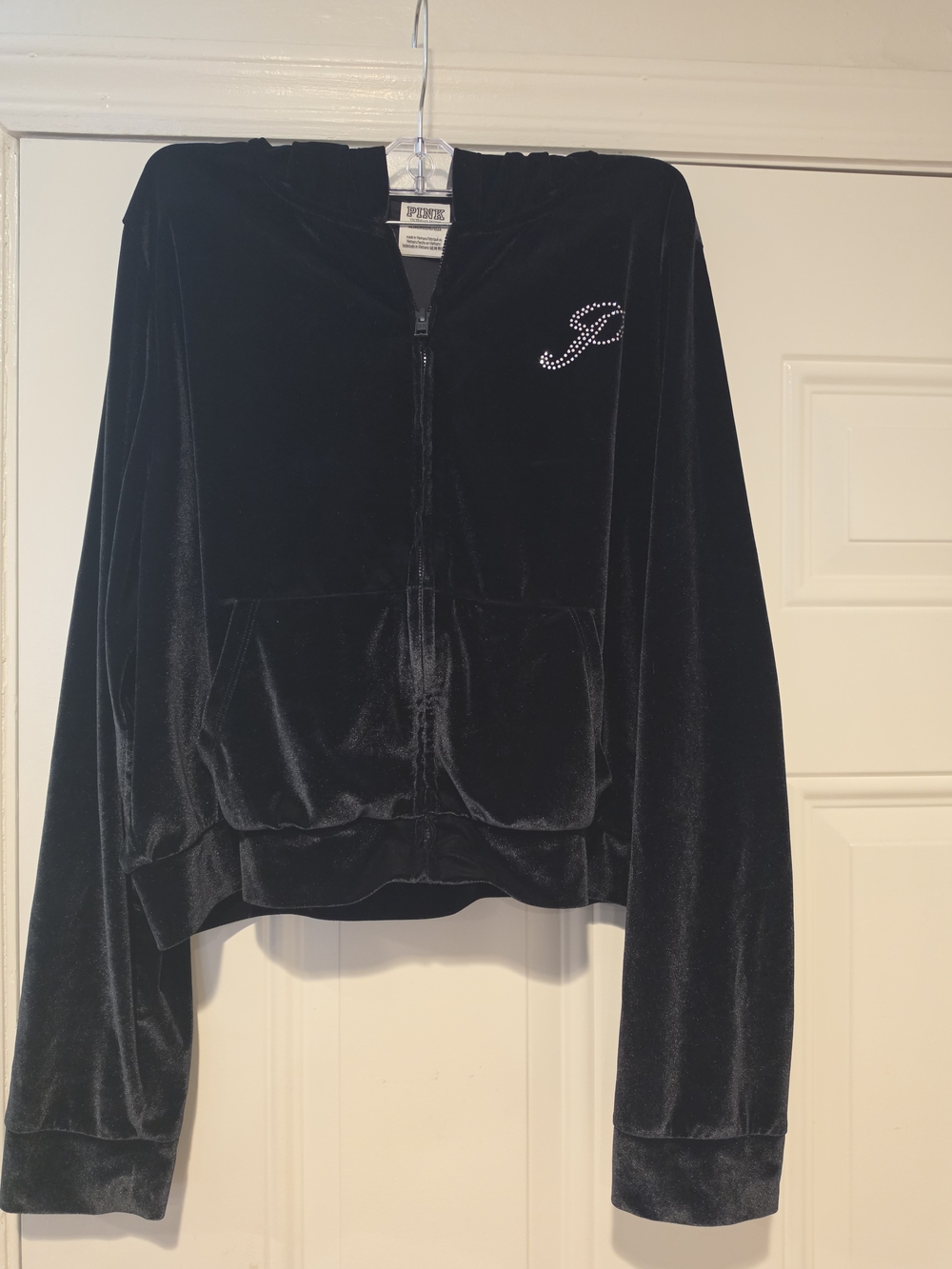 PINK Victoria's Secret Green Velvet Zip-up Hoodie